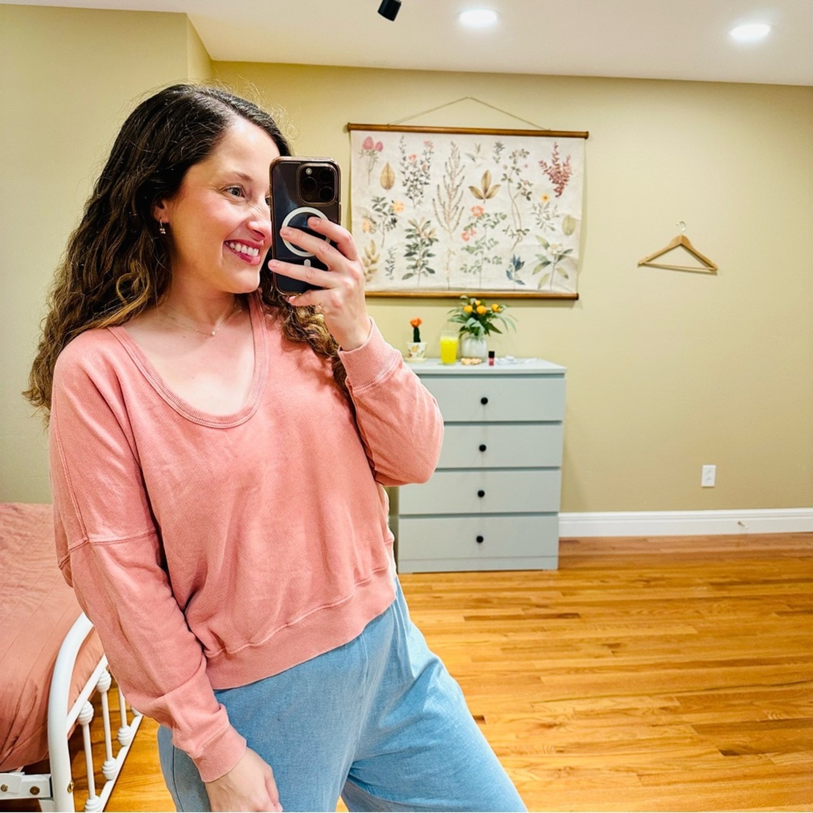 The Great. Pink Cotton U Neck Sweatshirt Small 1